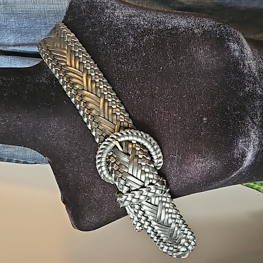 Braided Leather Wide Belt